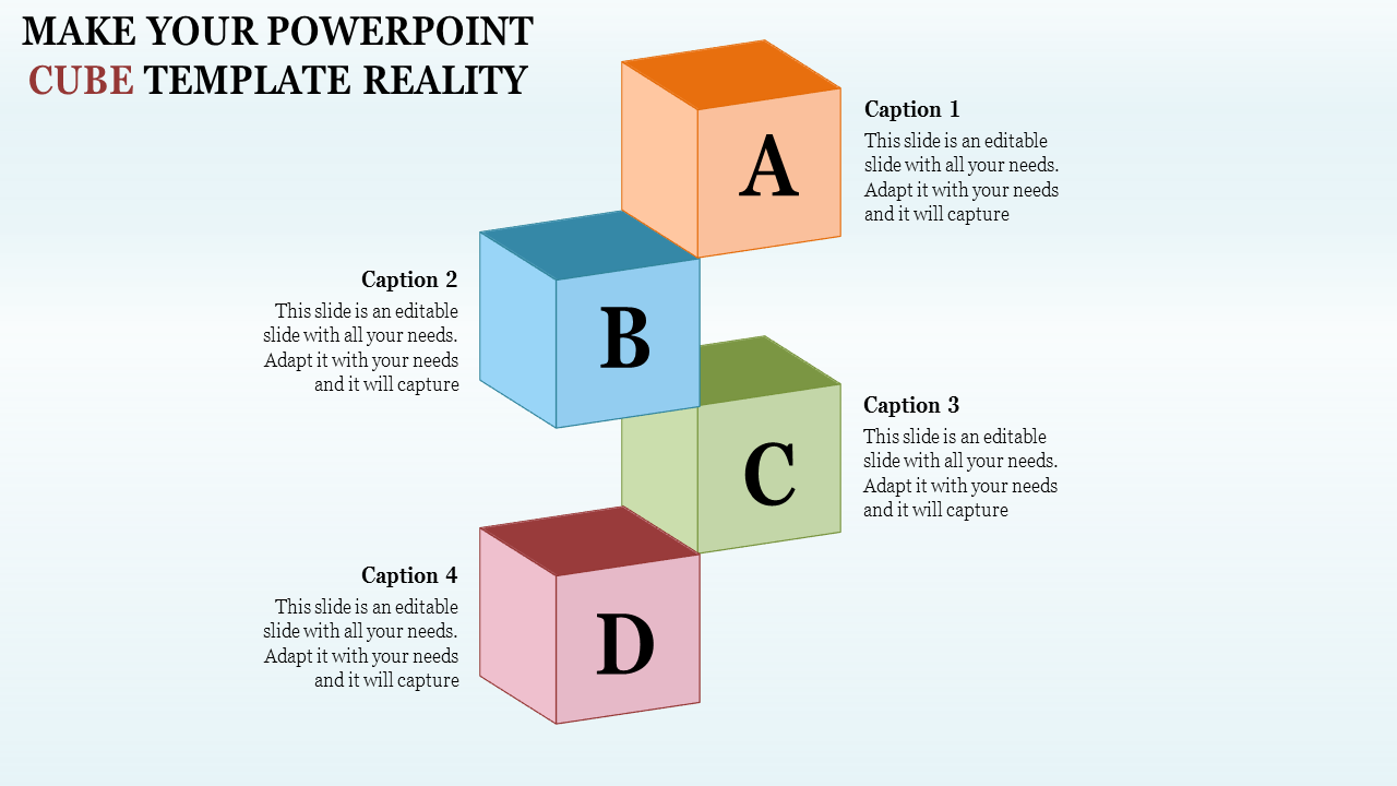 Zigzag PowerPoint cube template for PPT and Google Slides